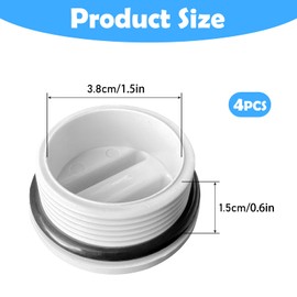 Pool Pipe Plug Set, 1.5 Inch Pool Spa Return Pipe, Wintering Plug, Filter Drain Plug with O-Ring, Winter Cap for Inlet Nozzle, Sealing Plug, 4 Pieces