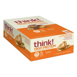 think! Keto Protein Bars, Healthy Low Carb, Low Sugar, Gluten Free Snack with No Artificial Sweeteners, 4G Net Carbs & 10G of Whey Protein - Chocolate Peanut Butter Pie (10 Count)