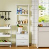 Furnulem 4-Tier Corner Shelf, Bookshelf with 2 Storage Drawers, 57.28”Tall