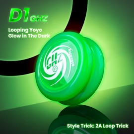 MAGICYOYO Yoyo Entry-Level Yoyo for Kids and Beginner, Responsive Yoyo D1 GHZ Glow in the Dark, Auto Return Yo-yo, 2a Looping Trick Yoyo with 6 Yo Yo Strings (Glow Green)