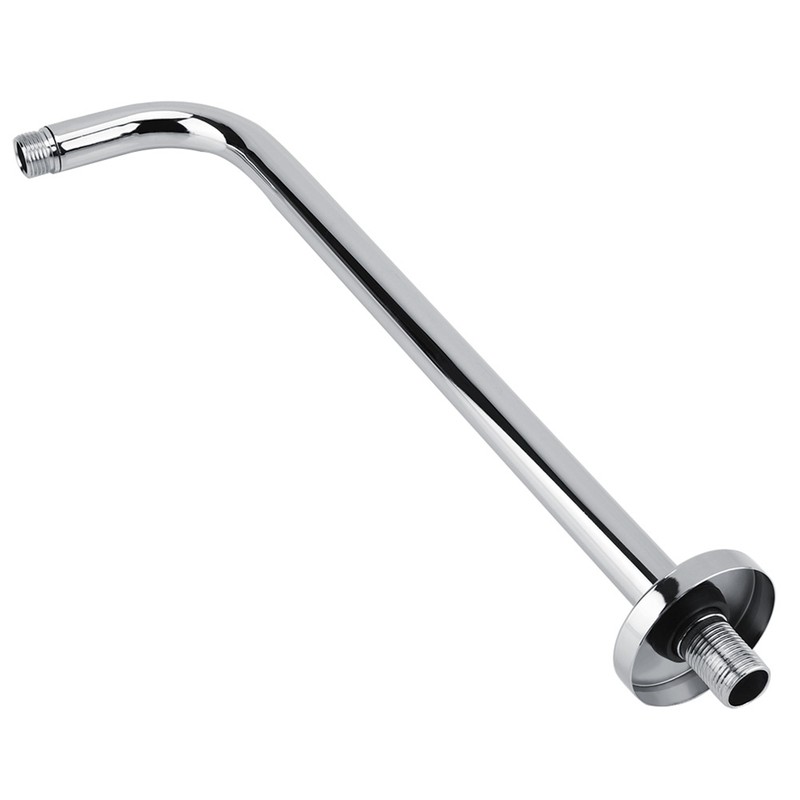 Extra Long Stainless Steel Shower Rain Head Arm Replacement Flange