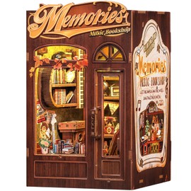 Fsolis Book Nook Kit, DIY Miniature House Kit for Adult Bookshelf Decor Puzzle Booknook for Craft Lovers(Memories Music Bookshop)