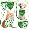 Whaline 2Pcs St. Patrick's Day Dog Bandana Double-Sided Green Shamrock