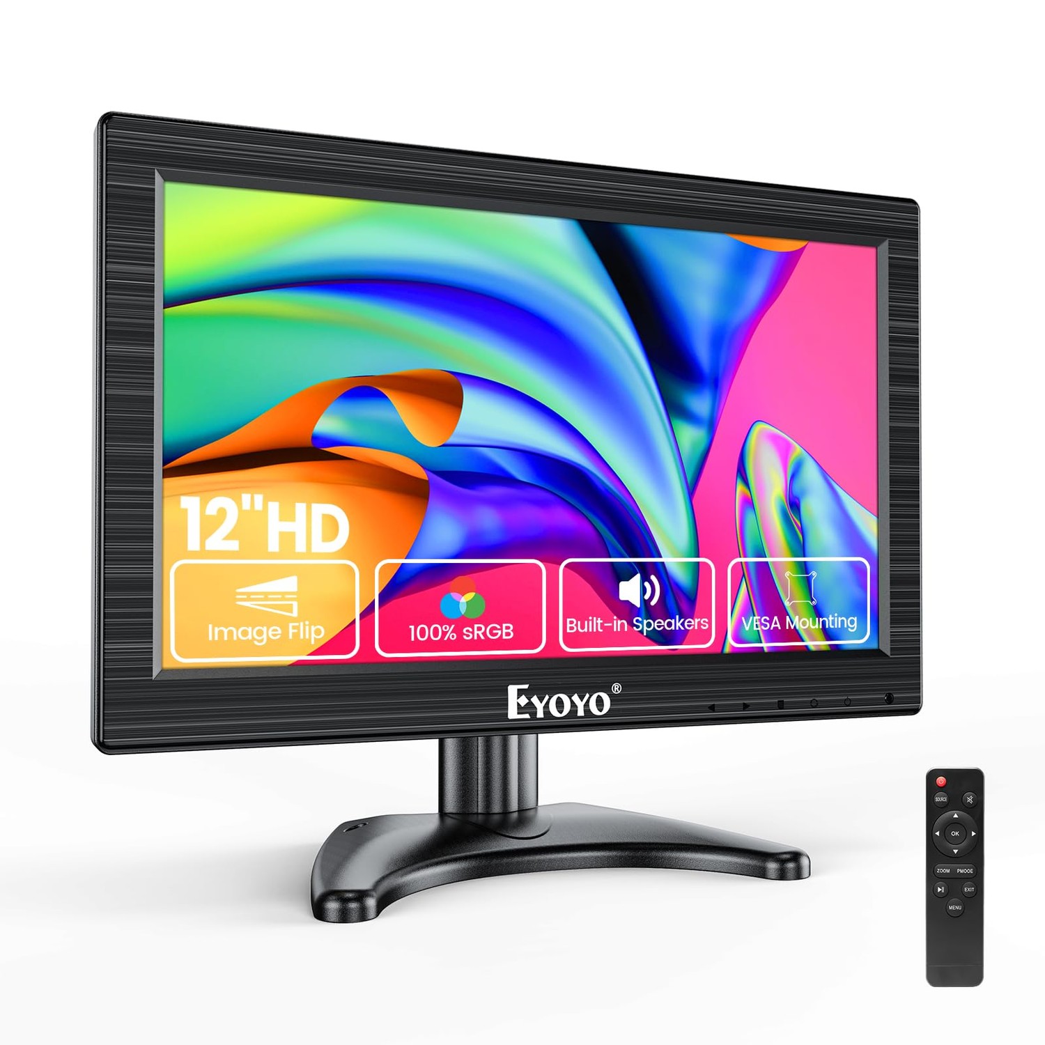 Eyoyo 12 Inch Monitor 1366x768 Small TV Monitor with HDMI VGA BNC AV ...