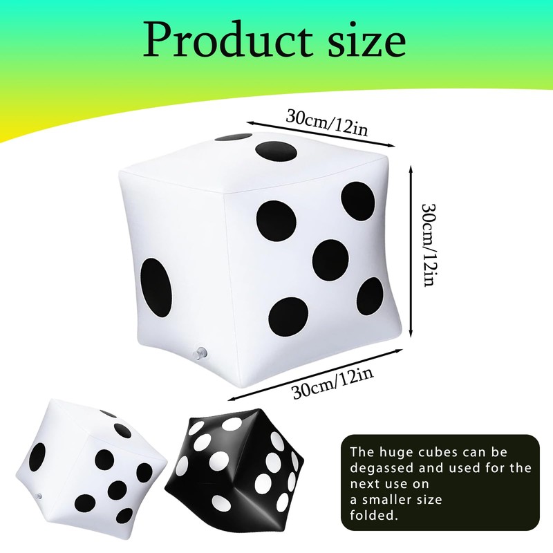 BaiDekun Pack of 2 Inflatable Dice Toys, 30 cm Giant