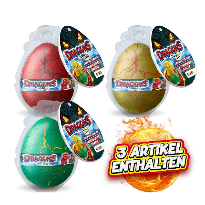 MEGGA EGG Set 3 Uova di Drago Magiche per Bambini