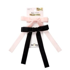 Scunci by Conair Bow Barrette - hair accessories for women - hair bows - bows - hair barrettes for women - Blush & Black