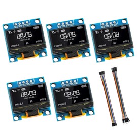 EPLZON 5 Pack 0.96 inch OLED IIC Display Module 128x64 Pixel Mini Self-Luminous Display Screen Board for Arduino Projects Raspberry Pi with Wire(White)