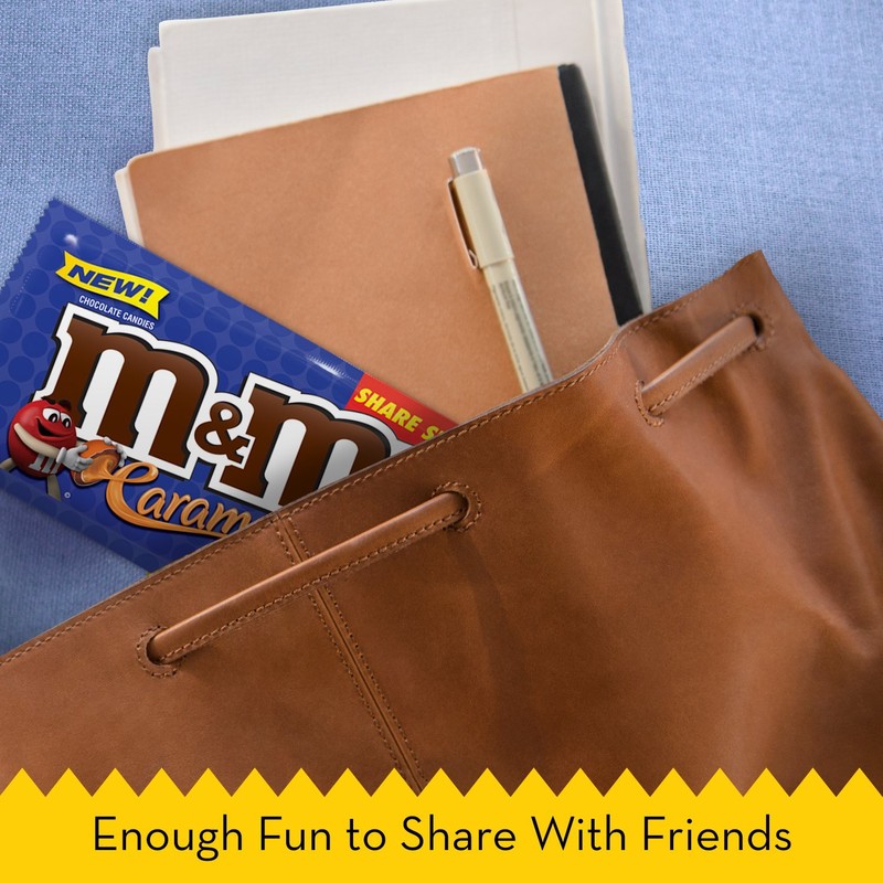 M&M'S Caramel Chocolate Candy Share Size 2.83-Ounce Pouch 24-Count Box