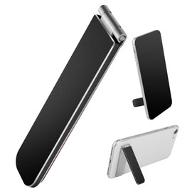 BOHUIZ Ultra-Thin Cell Phone Kickstand, Portable Foldable Vertical and Horizontal Alloy Phone Holder Stand Adjustable Angle Mini Phones Stand for Mobile Phones Tablet Universal Model (Black)