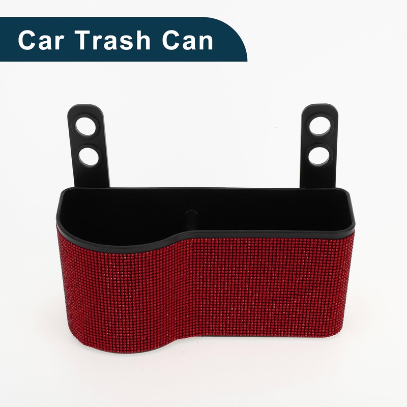 TUCKBOLD Car Trash Can Portable Front Seats Trash Bin Red