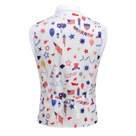 TOONRAIN Mens Suit Vest American Flag Suit For Men Festive Adult Costume Waistcoat Ties Set(L,Celebration flowers)