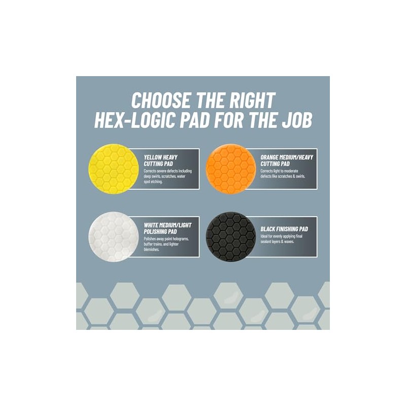 Chemical Guys Almohadilla de Pulido Hex-Logic de Corte Medio Naranja,