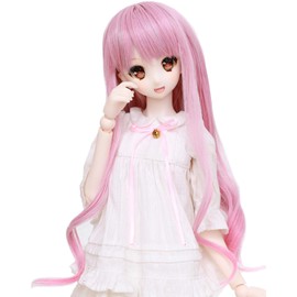 Wigs Only 8-9 inch 1/3 BJD Wig Doll Hair SD DZ DD DOD Wig (Pink+White)