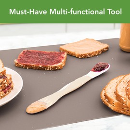 Tovolo Mini Scoop and Spread Tool for Kitchen Meal Prep Small Sandwich Spreader Spatula for Peanut Butter Jelly, Silicone BPA Free Dishwasher Safe Scooper Spreader, Cotton White and Ivory