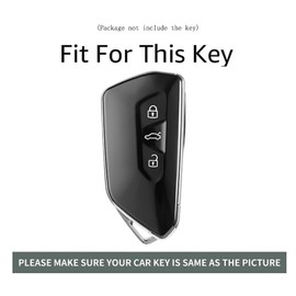 ontto Car Key Cover fit for VW Golf 8 Tiguan 3 ID3 ID4 ID7 Passat B9 Seat Leon Ateca Octavia 4 Kodiaq Carbon Fiber Metal Key Fob Holder Case Keychain Keyring Shell protector Accessories Red Blue 1