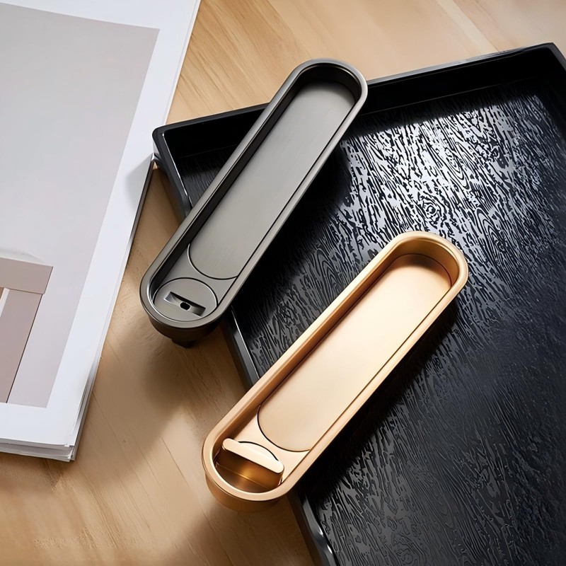 TSOEORET Pocket Door Lock and Pull, Recessed Sliding Door Handle,