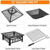Yaheetech Multifunctional Fire Pit Table 32in Square Metal Firepit Stove
