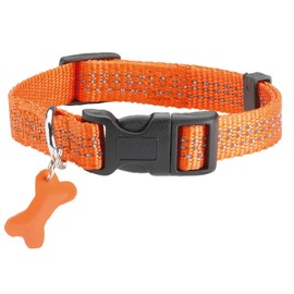 Bobby Safe Reflective Collar for Very Small Dogs - Durable and Adjustable with Safety Buckle Closure - Orange, XS / 18-28cm