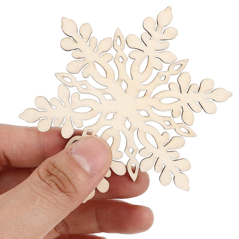 VORCOOL Christmas Wooden Snowflake Pendant: 10Pcs Decoration Embellishments with String