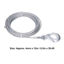 4mm X 12m Winch Wire Rope - High Breaking Strength, Versatile Winch Extension Rope, Durable & Rustproof Stainless Steel Winch Rope Extension, Reliable Construction