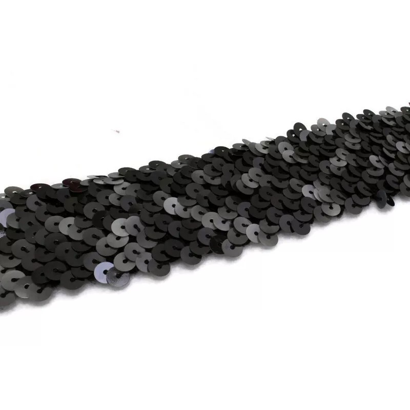 Simplicity 1.75" wide Stretch Sequins Black Gray Sequined Stretchy Trim