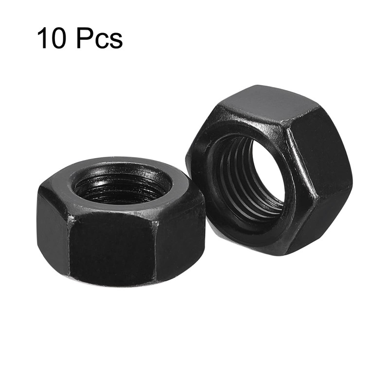 sourcing map 7/16-20 Hex Nuts, Carbon Steel Grade 8.8 Black
