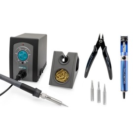 QUICK 969A+ Analogue Industrial Hand Soldering Station 70 W Working Temperature 200°-450°C Adjustable Calibrable Set with Storage Stand and 5-Piece Accessories