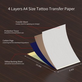 Stencil Transfer Paper for Tattooing - 30 Sheets Temporary Tattoo Paper with Dashed Lines, 4 Layers A4 Size Thermal Stencil Paper for Tattoo Stencil Printer,Tattoo Kits & Supplies