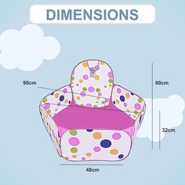 AAJ Big-Pit Ball | Baby Crawl Playpen with Basketball Hoop | Lightweight Pop-Up Children Play Tent Blue | Portable Pop-Up Ball Pool with Zippered Storage Bag | Balls not Included (Pink)