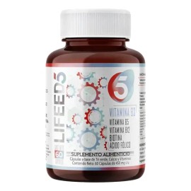 Vitaminas B3 B5 B12 Biotina Acido Fólico Lifeed5 60 Cápsulas Sabor Sin sabor