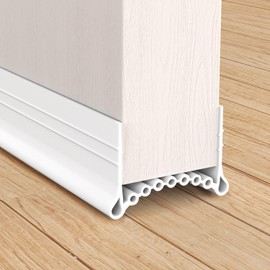 SUNMON Silicone Door Draft Stopper, 39in Upgraded Door Slide-On Under Door Seal Blocker, Under Door Sweep Weather Stripping（3.25FT White）
