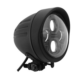 FATECIM 4.5" Bullet Round Motorcycle LED Headlight with Visor 4 1/2 Inch Motorbike Hi/Lo Beam Headlamp Bottom Mount Heavy Duty for Harley Kawasaki Honda Yamaha Suzuki Chopper Cafe Racer Bobber Black