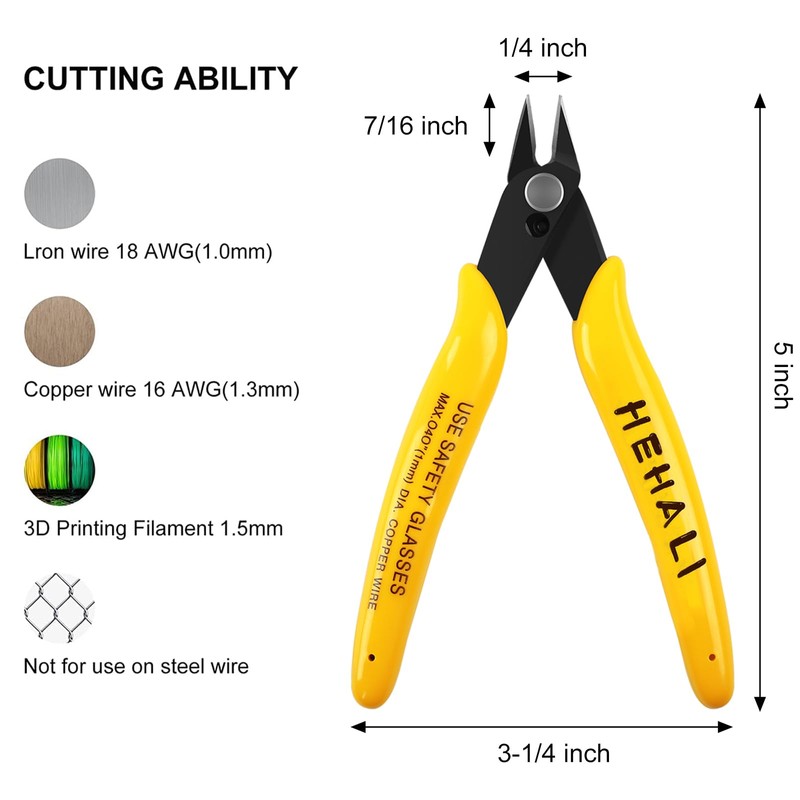 HEHALI 2pcs Micro Flush Cutters, Wire Cutter with Internal Spring,
