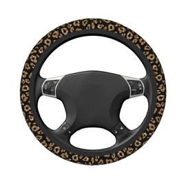 Leopard Cheetah Print Animal Gold Black Steering Wheel Cover for Women Men Girls Car Accessories Decor Anti-Slip Neoprene Auto Steering Wheel Covers Protector Universal 15 Inch