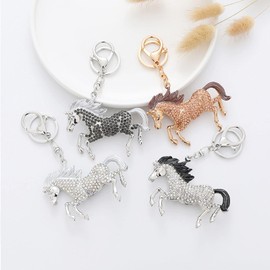 Cute Rhinestone Key Chain Bling Animal Charm Pendant Suitable for Men, Women and Kids, brown