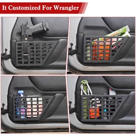 Z8 Metal Front Door Pockets for 2007-2018 Jeep Wrangler JK JKU 2/4 Storage Stainless Steel Door Side Insert Organizer