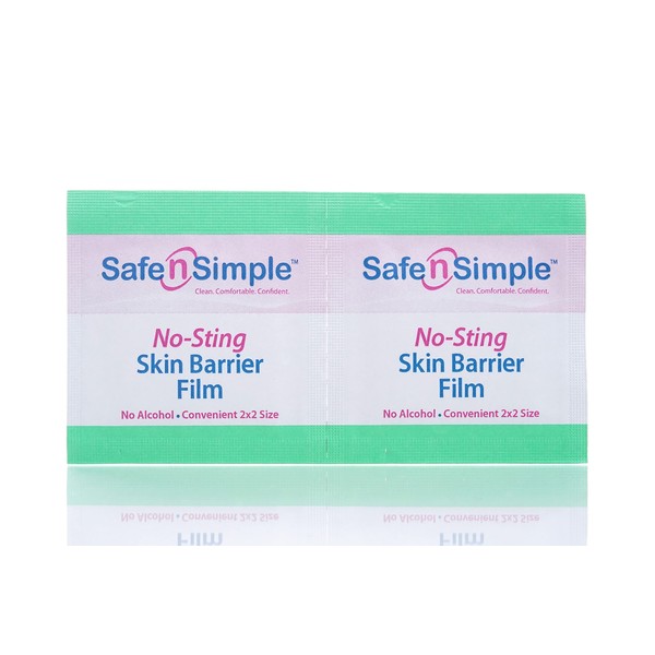 Safe n' Simple Skin Barrier Alcohol Free Sachet, 25 Count No-Sting Skin Barrier Film - 2.4" x 2.4"