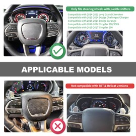 Linskip Wheel Shift Paddle Extenders for Jeep Grand Cherokee 2014-2021, for Dodge Challenger/Charger 2015, for Durango 2014-2024, for Chrysler 300/300S 2015+ & 2015-2017 200(Red)