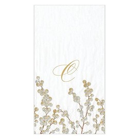Caspari Berry Branches Single Initial Paper Guest Towel Napkins Letter C - 15 Per Package