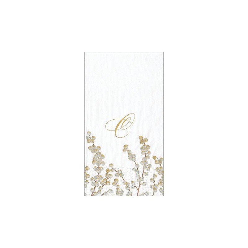 Caspari Berry Branches Single Initial Paper Guest Towel Napkins Letter
