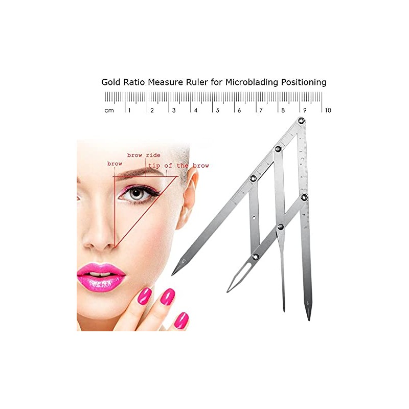 Namvo Eyebrow Tattoo Ruler Mean Caliper, Stainless Steel Foldable Eyebrow