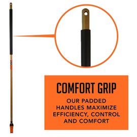 SWOPT 10" Rough Surface Deck Brush, 24" Multi-Surface Push Broom + 60" EVA Foam Comfort Grip Wooden Handle, Broom Kit Combo — 2 Cleaning Heads and Long Handle Interchangeable with SWOPT Cleaning Head