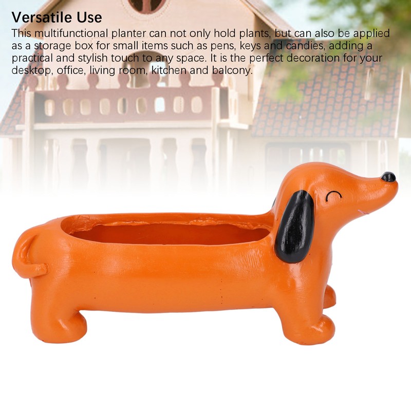 Dachshund Succulent Pot Adorable Efficient Drainage Versatile Lightweight Resin Dog