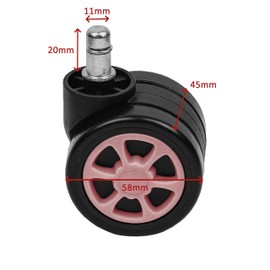 Loywe 5 x Office Chair Castors Hard Floor Wheels for Office Chair Castors Replacement 11 mm x 20 mm Black with Pink LWA106P