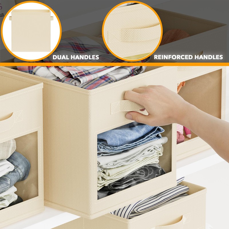 SpaceAid Storage Cubes with Clear Windows, Set of 6 Fabric