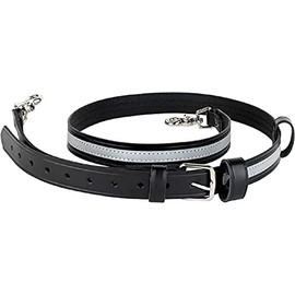 Perfect Fit Shield Wallets XL Firefighter Radio Strap - Longer Length- Black Leather with Reflective Stripe