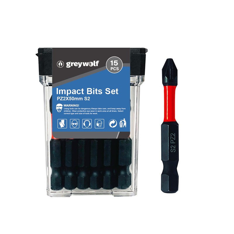 15 pcs Strong Magnetic Drill bit, PZ2 Non-Slip Phillips Screwdriver