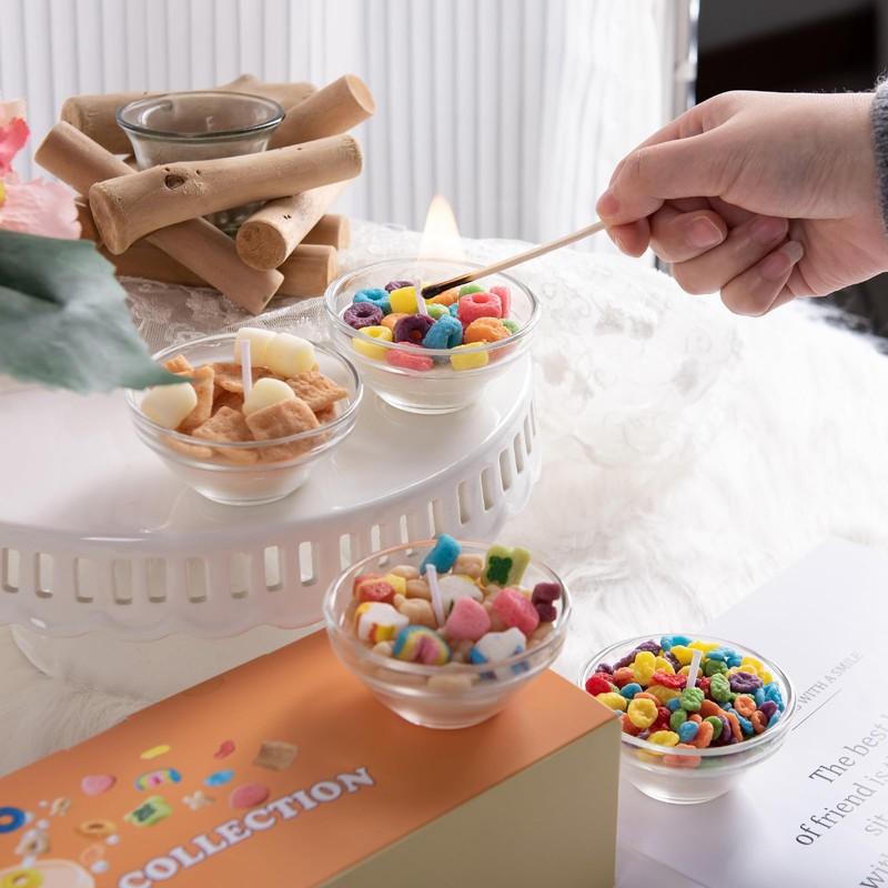 Mini Mix Funny Cereal Bowl Scented Soy Aromatherapy Candles for