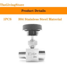 1/8 1/4 1/2 Inch NPT Needle Valves 304 Stainless Steel NPT Valve with Inner and Outer Wire or Double Outer Wire for Flow Control, Globe Valve for Water Gas Oil